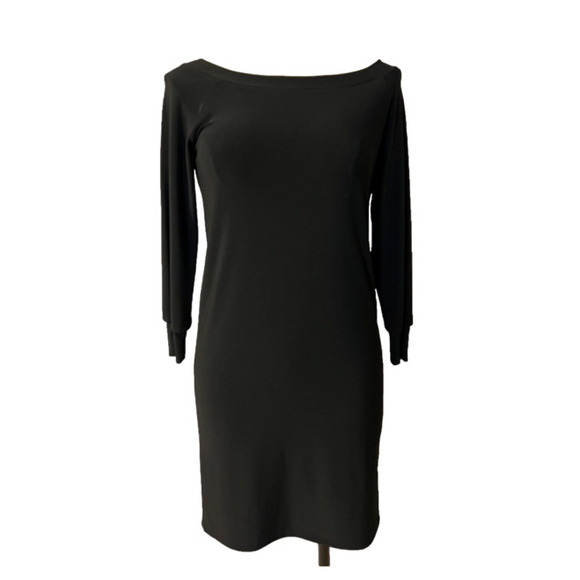 Norma Kamali Dress XS Extra Small Black Stretch Career Church Washable - Picture 1 of 10